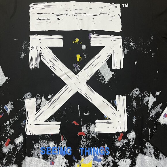 Off-White Black Graffiti-Style Splatter Print Sweatshirt - Picture 7 of 7